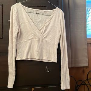 Cream knitted long sleeve crop top PAC